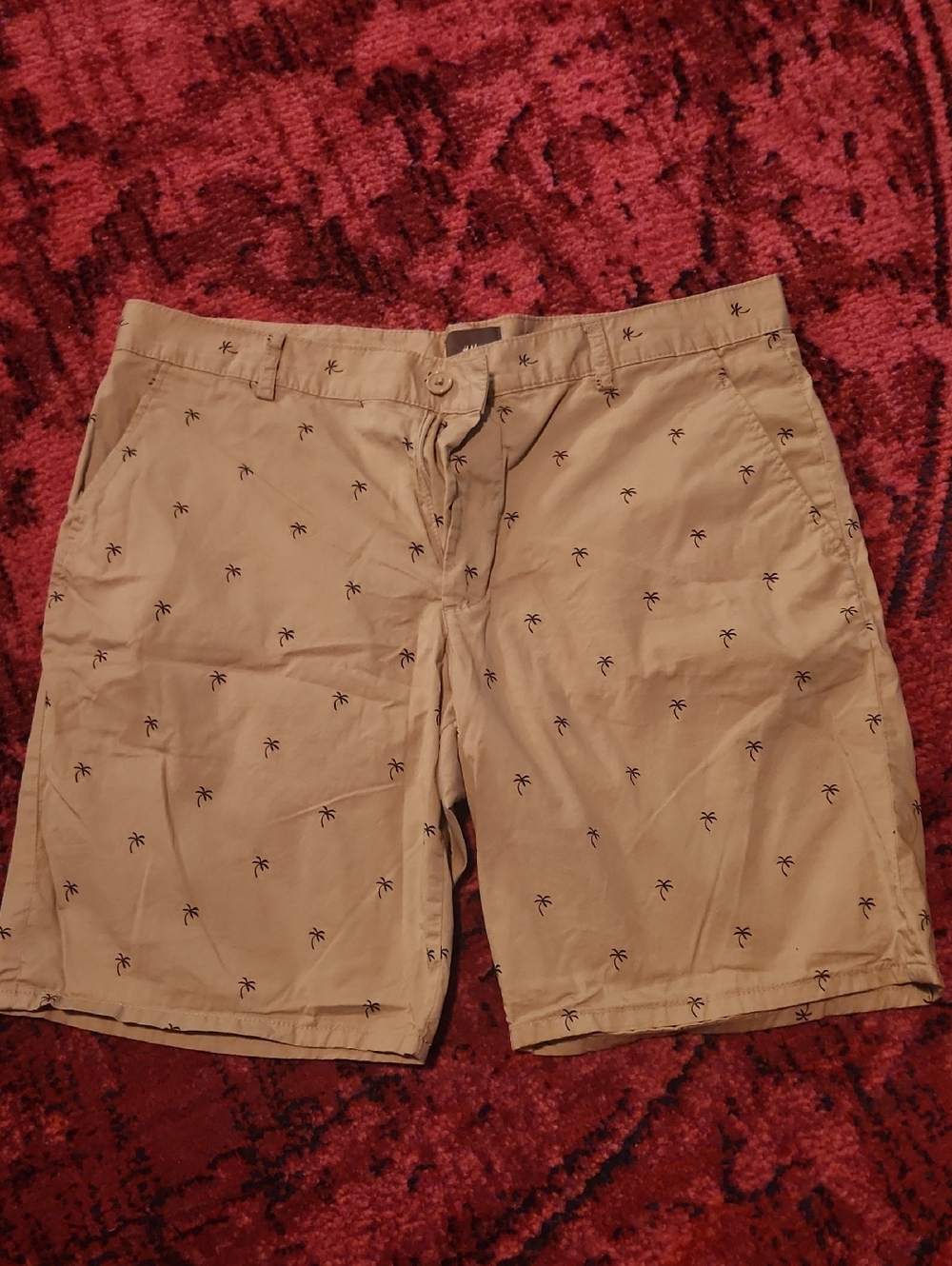 H&M Beige Shorts with Small Black Palm Print